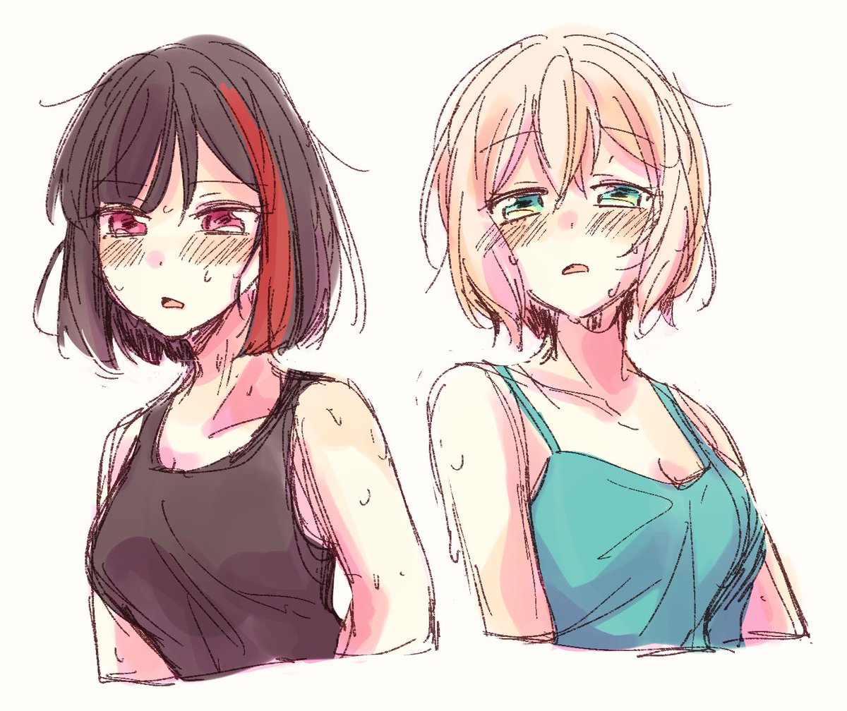 青葉モカ ,美竹蘭 「最近の蘭モカらくがき 」|ざわめきじゃんぼのイラスト