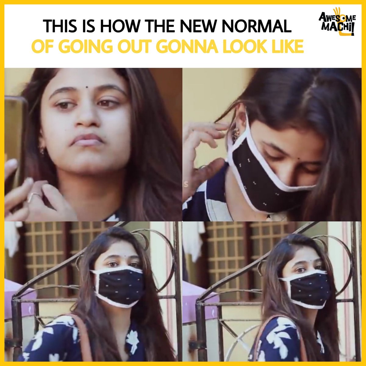 AwesomeMachi's tweet photo. Mask oda vaazha pazhagikkanum pola.. πππ·
.
Have you all watched our New Video #SingleDistancing on #YouTube now
Link : https://t.co/al1ma8kT1i
.
#AMOriginals #AwesomeMachi #QuarantineByAM #LifeTalks https://t.co/pXiHcQ0b34