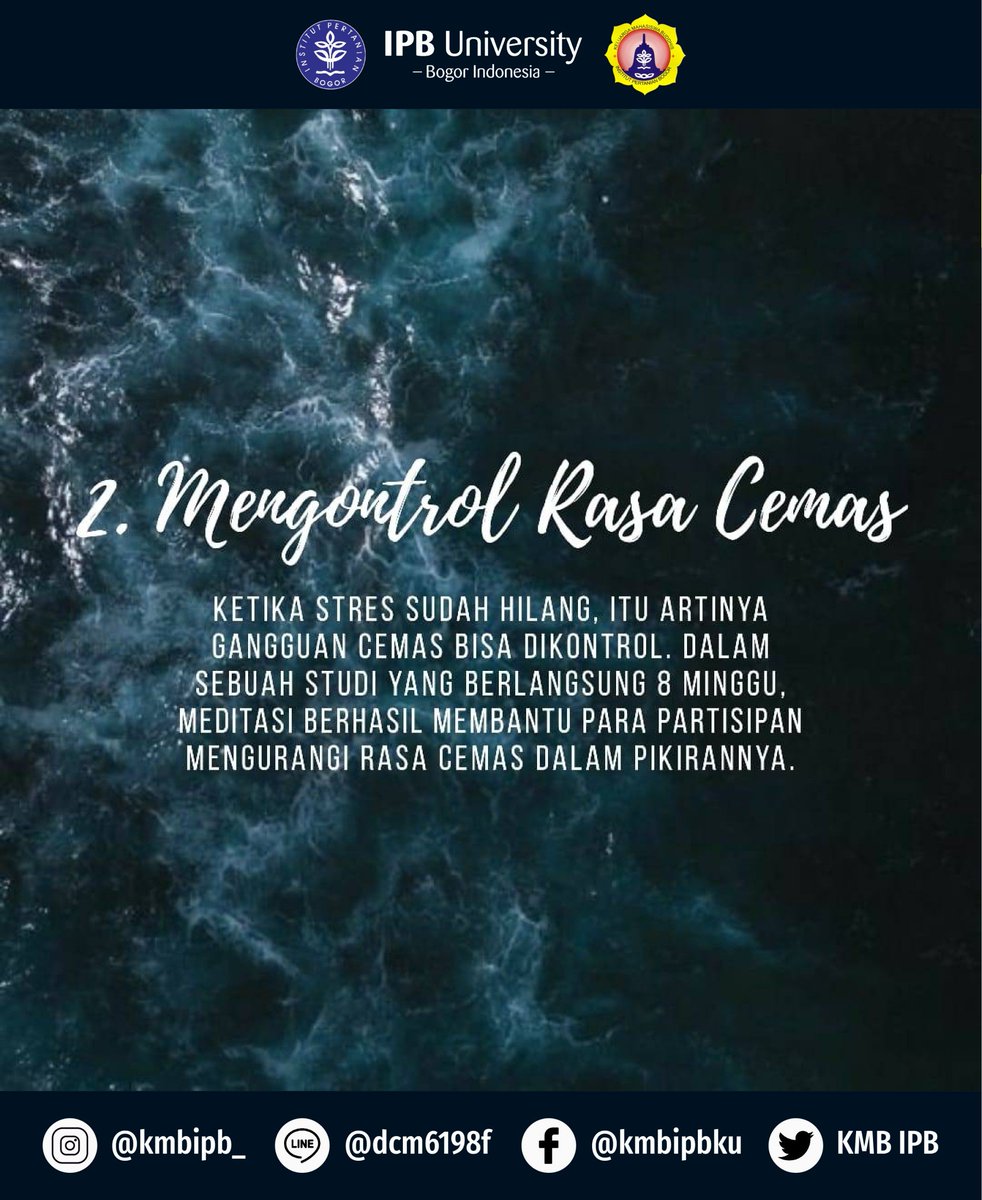 KMBIPB's tweet photo. [EDUPOST #14 : Manfaat Meditasi untuk Kesehatan Mental dan Fisik]

Dalam ajaran agama Buddha, meditasi sudah bukan hal yang asing untuk dilakukan. Manfaat meditasi seringkali disepelekan. Aktivitas yang menenangkan hati dan pikiran ini punya banyak manfaat untuk kesehatan. https://t.co/nGUvO3sSAo