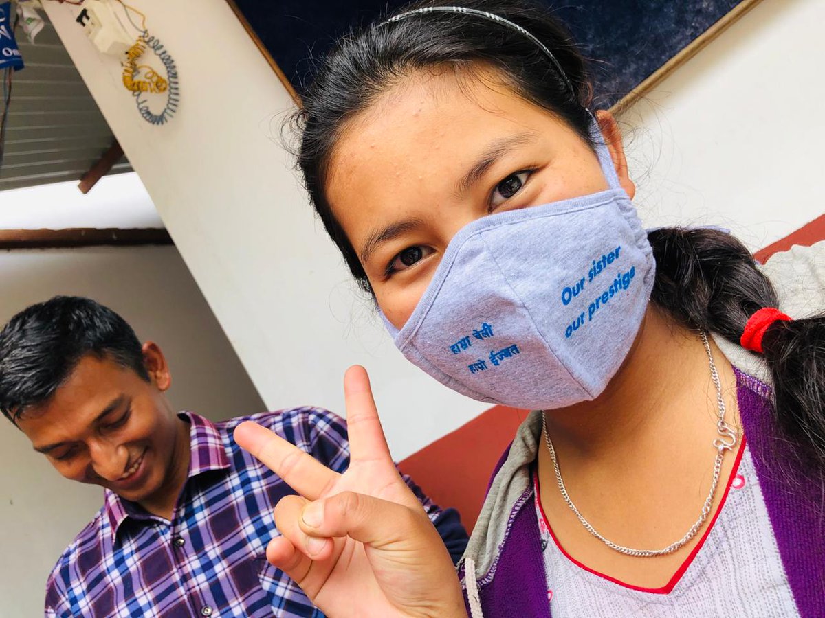 Pralhadkumar's tweet image. Masks cannot mask the cuteness 😷
मास्क ले सुन्दरता छेक्न सक्दैन 👧👦

Ladies in Women's Foundation of Nepal are well prepared to produce and supply 3-layer reusable safe #ClothMask for schools, collages, industries, organisations, families and community+.