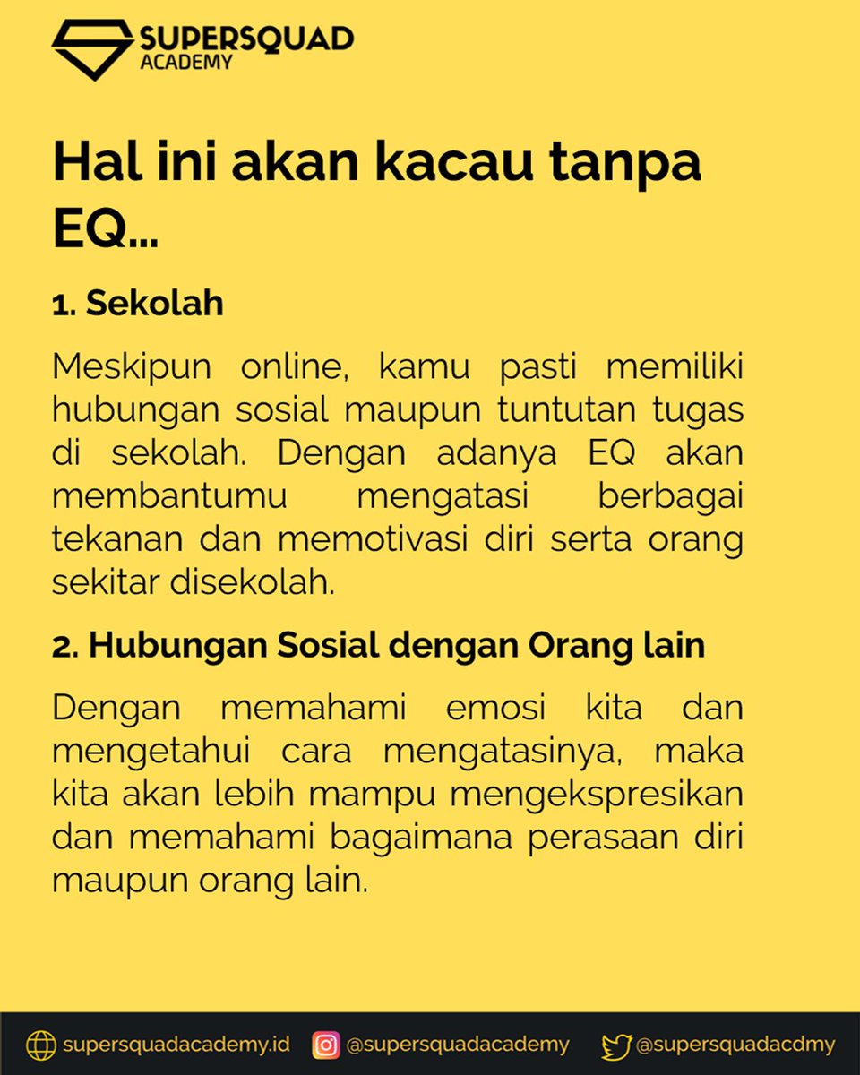 SupersquadAcdmy's tweet photo. Anak pinter itu IQ-nya tinggi, yakin?
Kami masih bersama kamu di tengah:
#supersquadacademy #belajar #diskusi #covid19 #diskusi #siswa #motivasi #inspirasi #listy #jessicajane #ericko #GagalkanOmnibusLaw #WaspadaDemoTularkanCovid #TetapCabutRUUHIP #TolakAksiBodohDitengahCovid https://t.co/AUJ0qLrP7K