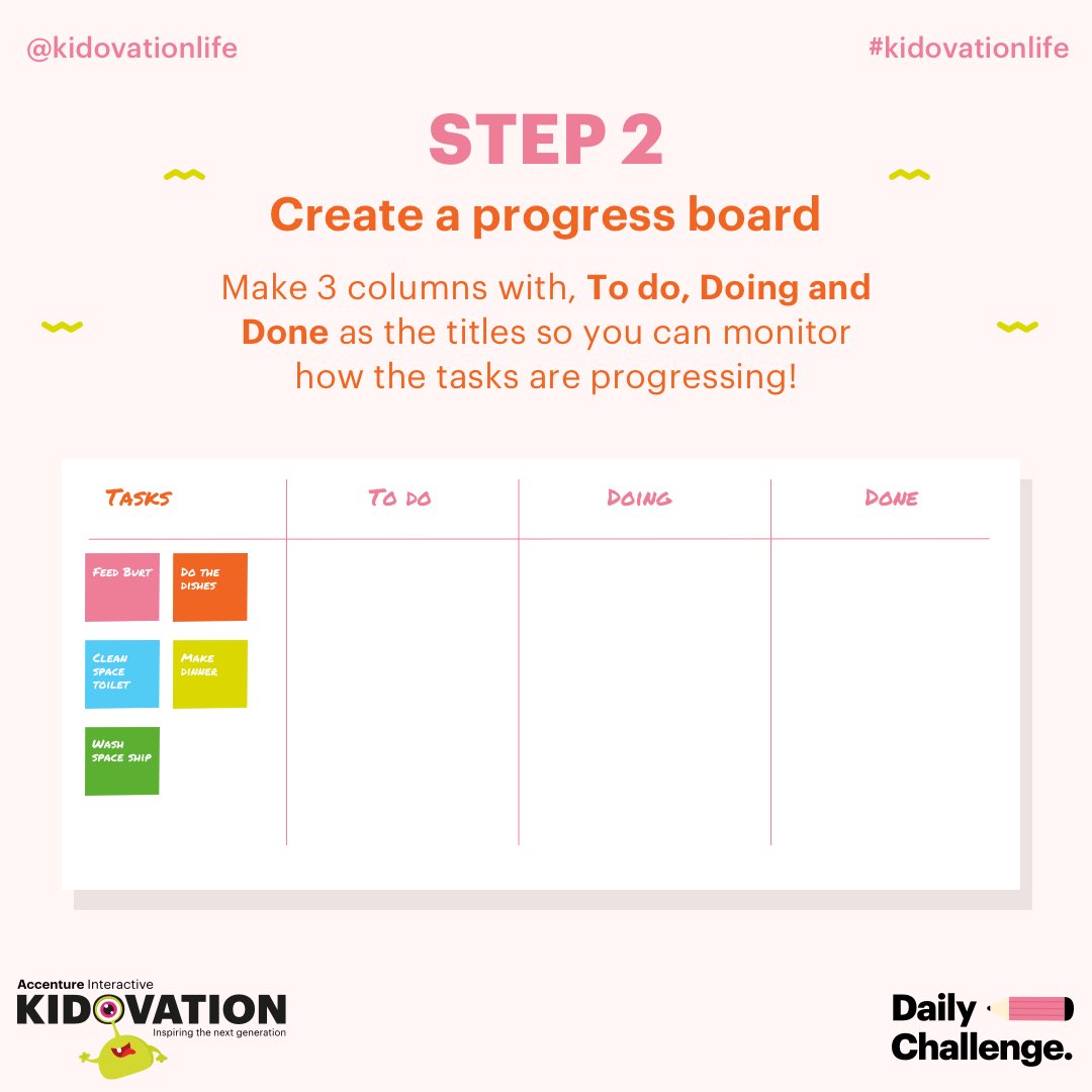 KidovationLife's tweet image. For Day 7 of the #KidovationDailyChallenge, have a think about what needs to be done around the task. 💭📝 (1 of 2)

#agilewayofworking #kidsactivities #creativethinking #agile