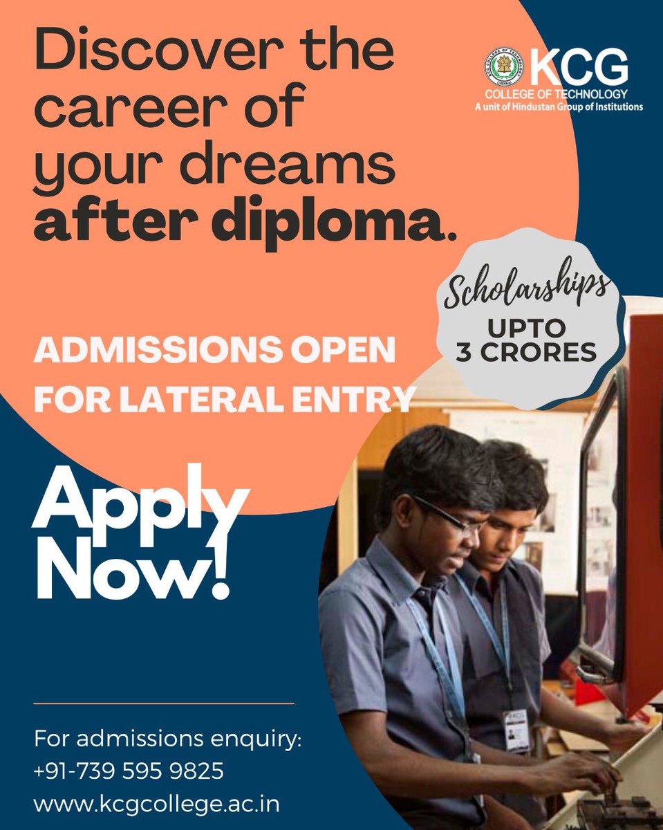 KCGtechnology's tweet photo. Grab the opportunity to be a part of a premier institute. Elevate your career to new heights and rise above mediocrity! 

#KCGCollege #admissions2020 #admission #lateralentry #lateraladmissions #career #futureengineers #engineeringprogram #UGprograms #excellence #education https://t.co/k0komeXbhQ