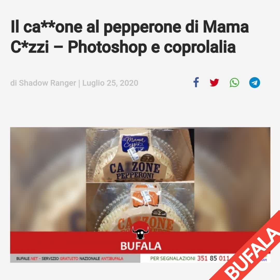 filogicoX's tweet photo. La piaga dei prodotti “Italiani fatti all’estero” dai nomi assurdi genera i mostri, ma quando ci è stato esibito Il ca**one al pepperone di Mama C*zzi, sapevamo...
#bufala #calzone #cazzi #cazzone #cozzi #immaginiphotoshoppate #mama #pepperone #photoshop
https://t.co/doWpJ4QusR https://t.co/vatPBGHKgW