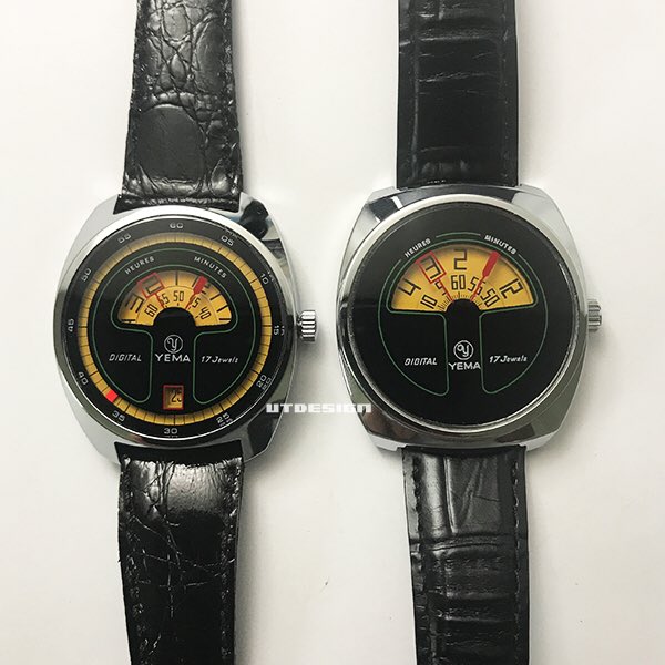 utdesign's tweet image. しつこくYEMAメカデジ、2バージョン。あと小さいトノーケースのレディースがある。 
utdesign.net/yema-jumphour2/
#yema #jumphour