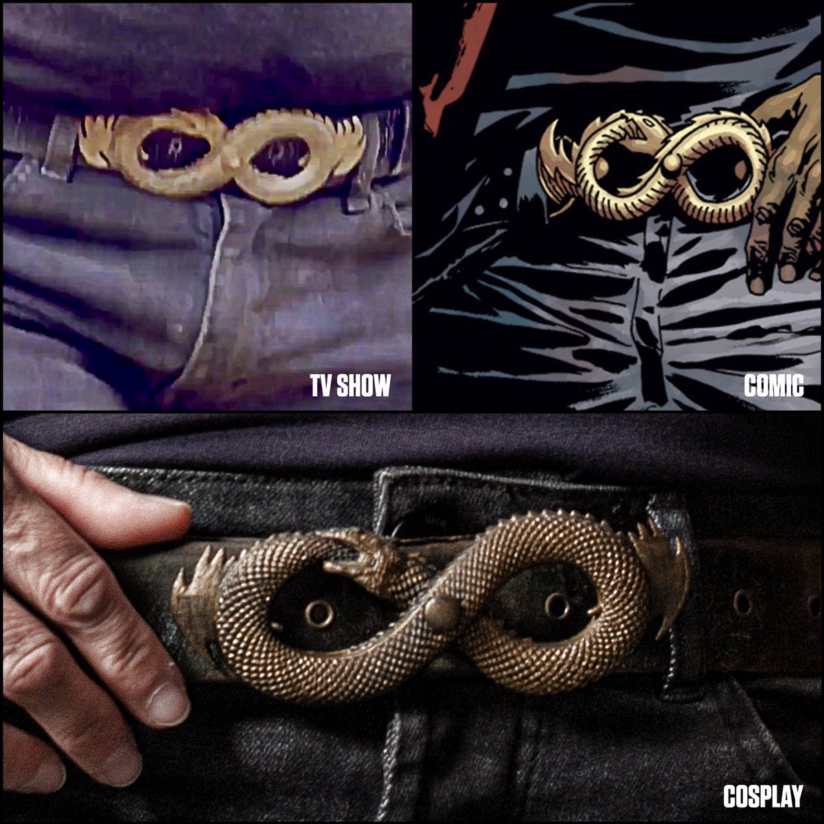 AlphaCosplayer's tweet image. #ComicConAtHome Sunday!

Here my #AlphaCosplay and a detailed pic with a comparison between the comic, tv show and my cosplay of the Ouroboros belt buckle

@TheWalkingDead @WalkingDead_AMC @Comic_Con @Skybound @TWalkingDWorld @TWD_ES 

#TWDCosplay #TWDFamily #TWD #TheWalkingDead