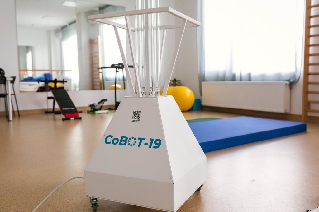 WOLFeRobotics's tweet photo. For best results, use both: 
#COBOT19 (surface &amp; air disinfection after hours)&amp; 
#BreeZ (continuous air disinfection in presence of clients&amp; staff), in addition to regular cleaning/disinfection

🇪🇺 #MadeintheEU 🇷🇴 #FabricatinRomania
#ReturnToGym #WorkOutSafe #StayFit #StayHealthy https://t.co/NWSCZfXlVE