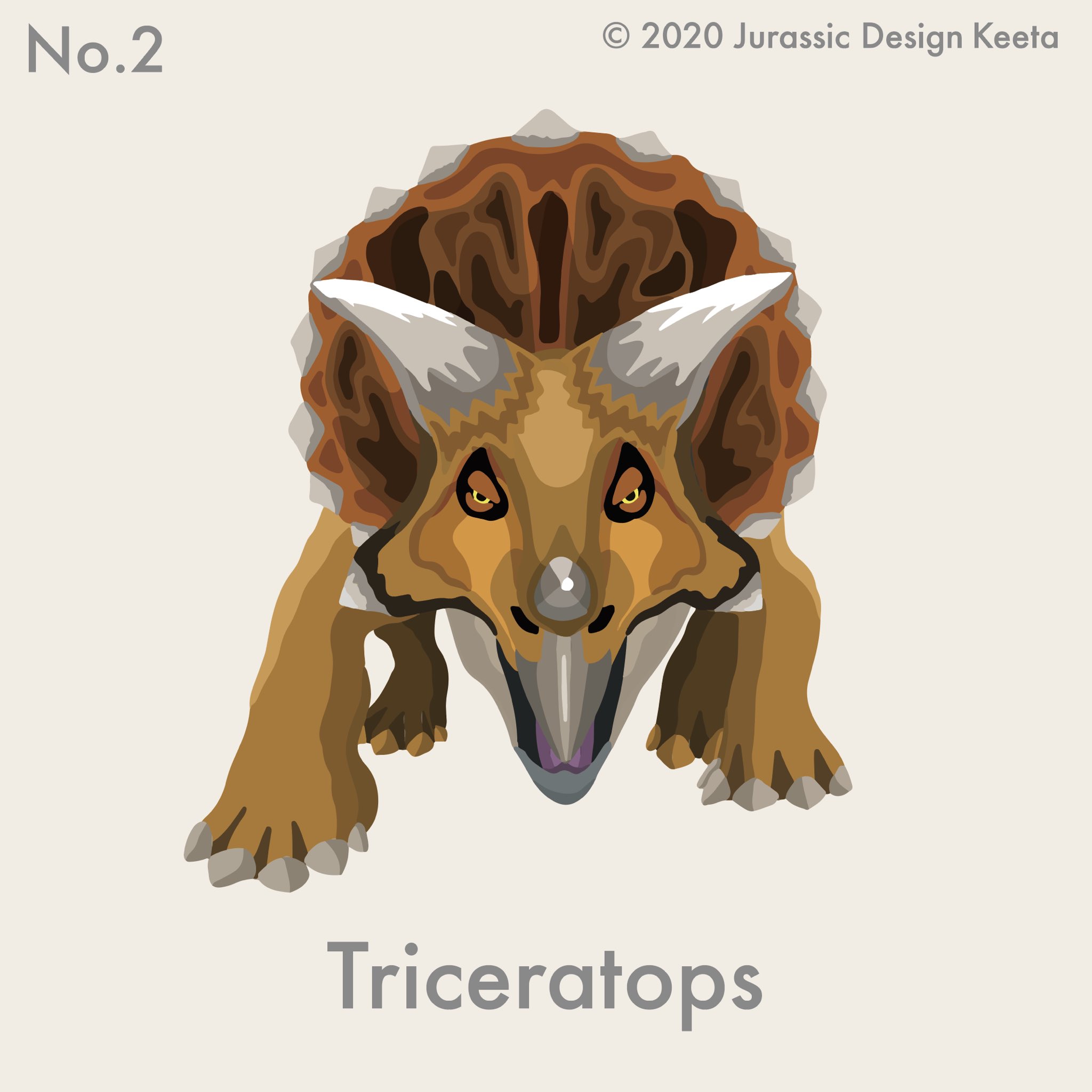 ケータ 4 14 16クリエポ D 05 Vol 2 Triceratops トリケラトプス Triceratops Confronting Tyrannosaurus 敵に立ち向かう かかってこいや な感じの トリケラトプスを描きました 正面難しかったー さーいよいよラストは 恐竜