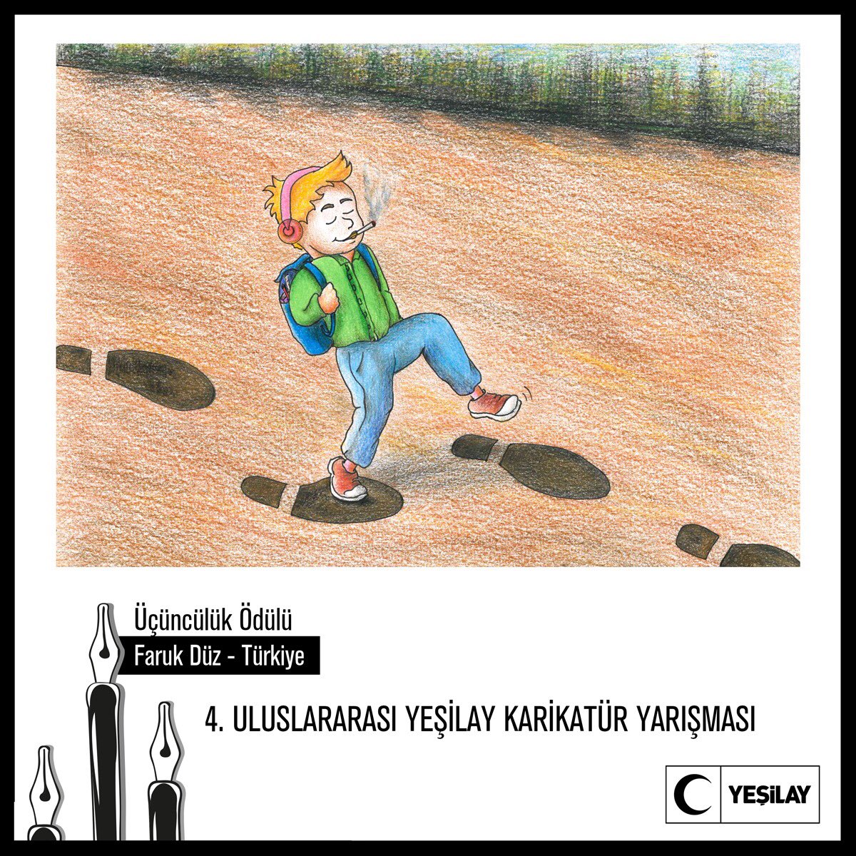 "Bağımlılıklarla Mücadelenin 100. Yılında Sağlıklı Yaşamın Önemi" temasıyla düzenlediğimiz 4. Uluslararası Yeşilay Karikatür Yarışmamızın üçüncüsü; Faruk Düz - Türkiye. #Yeşilay #UluslararasıKarikatürYarışması #Karikatür #Cartoon #CartoonContest