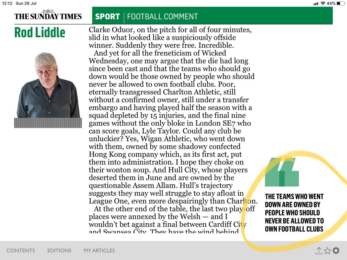 colc's tweet image. Awkward when you find yourself agreeing with Rod Liddle #hcafc #allamout