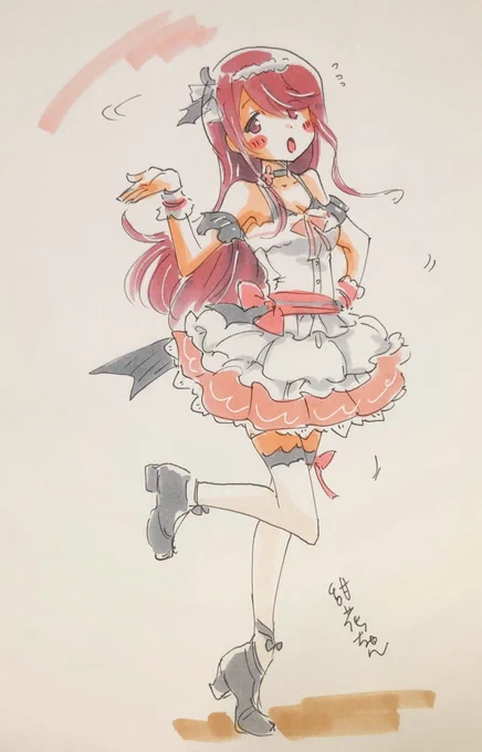 今日の甜花ちゃん。のラクガキ。「アルストロメリア」のサビでぴょんぴょん回る甜花ちゃん。
ここ好き。

シャニマス1stライブ生配信中って事で。 
