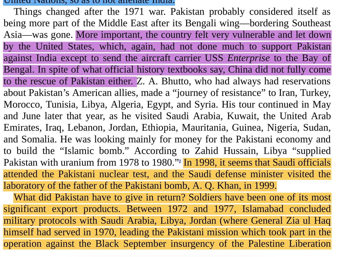 What did Pakistan have to give in return? Soldiers have been one of its most significant export products. Between 1972 and 1977, Islamabad concluded military protocols with Saudi Arabia, Libya, Jordan (where General Zia ul Haq himself had served in 1970, leading the Pak mission.