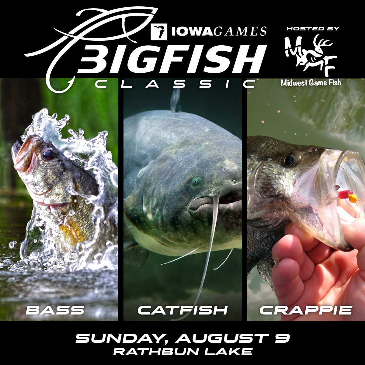 IowaGames's tweet photo. Who's ready for the Big Fish Classic?

3 Divisions
Hourly Payouts
Big Fish Awards

Registration closes on Friday, July 31. Learn more and register now at https://t.co/WtHIgoOedL.

#fishing #Iowafishing #BigFishClassic https://t.co/8X3ynA31FP