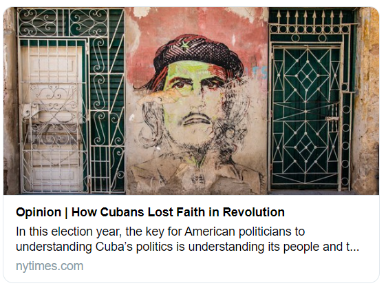 4/x  #MustRead. We'll cover these on  @Sree's Sunday  #NYTReadalong Analysis by  @depalman on  #Cuba https://www.nytimes.com/2020/05/23/opinion/sunday/how-cubans-lost-faith-in-revolution.html #COVID19  https://www.nytimes.com/2020/04/17/opinion/cuba-coronavirus-trump.html #FidelCastro Obit https://www.nytimes.com/2016/11/26/world/americas/fidel-castro-dies.html @readercenter  https://www.nytimes.com/interactive/2016/11/29/insider/fidel-castros-obituary.html