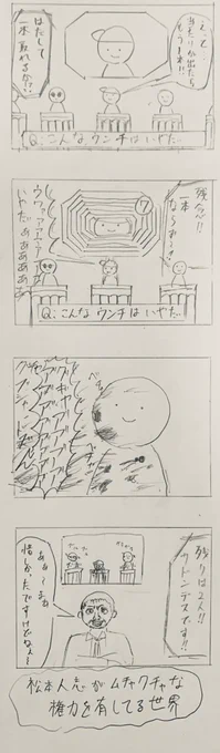 今日の4コマです
「松本人志がムチャクチャな権力を持ってる世界」
#4コマ #4コマ漫画 #創作クラスタさんと繋がりたい  #漫画が読めるハッシュタグ 