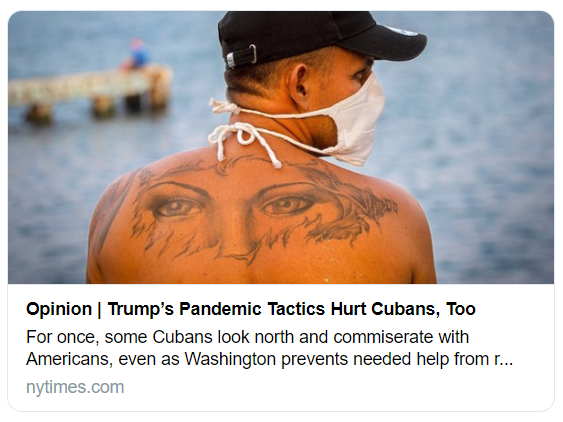 4/x  #MustRead. We'll cover these on  @Sree's Sunday  #NYTReadalong Analysis by  @depalman on  #Cuba https://www.nytimes.com/2020/05/23/opinion/sunday/how-cubans-lost-faith-in-revolution.html #COVID19  https://www.nytimes.com/2020/04/17/opinion/cuba-coronavirus-trump.html #FidelCastro Obit https://www.nytimes.com/2016/11/26/world/americas/fidel-castro-dies.html @readercenter  https://www.nytimes.com/interactive/2016/11/29/insider/fidel-castros-obituary.html