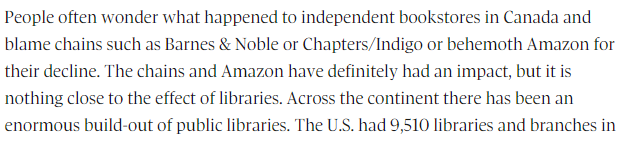 While I don't think that piece is particularly helpful, Ken did, then in HIS NEXT SENTENCE, he says what's in the screenshot, while the study points to Amazon as the threat to publishers and that "when it comes to books, libraries and publishers should be in it together"