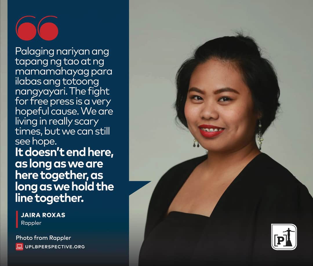 uplbperspective's tweet photo. Jaira Roxas of Rappler discussed about press freedom and the media's responsibility in keeping the government in-check. "Kanino ba nagrereport ang journalist? Kanino ba nagiging accountable ang mamahayag, kundi sa tao?" she said.
#SOYA2020
#STYP
#SONAgkaisa2020 https://t.co/KyACa0In7T