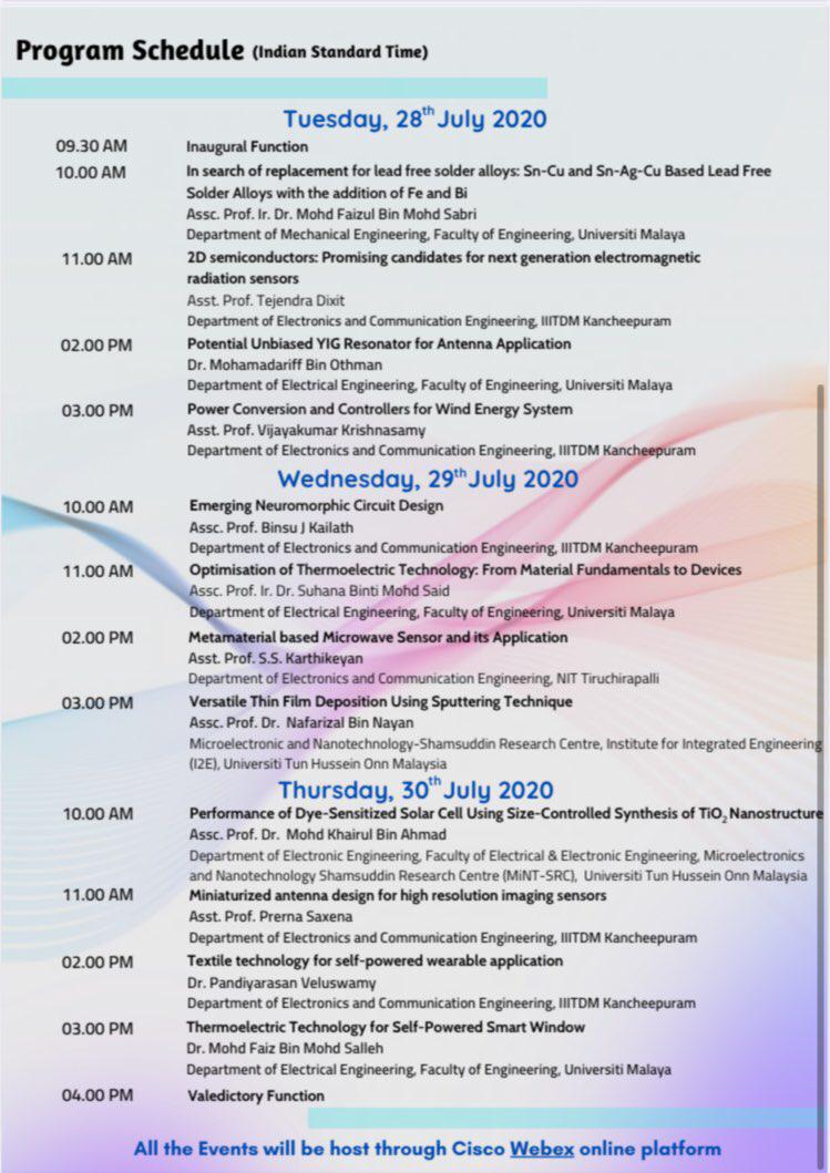 suhasin83965871's tweet image. 3-Days Virtual Program on &quot;International Workshop on Energy Technology and Sensor Systems (TENSYS2020)&quot; during July 28-30, 2020. 
The last date to register is 27.07.2020, at 3 pm IST time. 
docs.google.com/forms/d/e/1FAI…
More details available in the flyer.

  #VTC2020 #thermoelectric