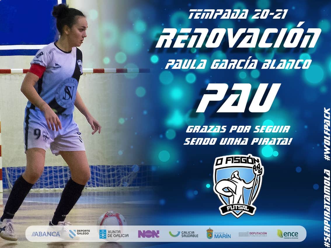 ofisgonfutsal's tweet photo. 👌Tempada 2020-21 | Renovación. A nosa capitá @Paugarciablanco vai continuar á fronte da tropa pirata. #serpiratamola #futsal #futsalfem #acfsf https://t.co/HPFOh8UQKO