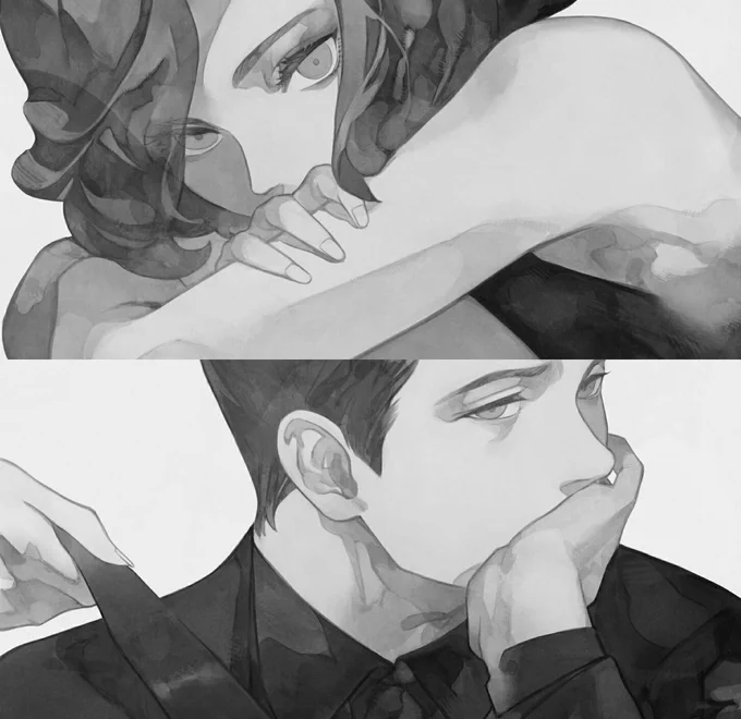 #絵をモノクロにするとかっこいい 
殺し屋カップルはモノクロにした方が雰囲気出る 