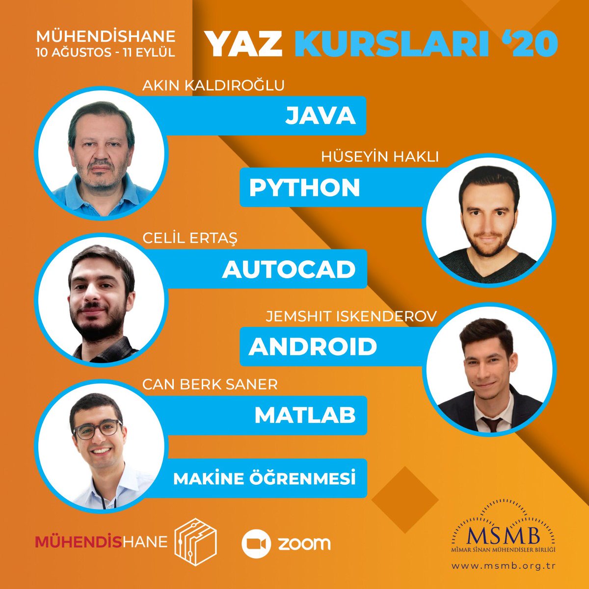 Mühendishane Yaz kursları başlıyor!!
Sınırlı sayıda kontenjanlı bu kurslardan istifade etmek için elinizi çabuk tutun 😊

Kayıt ve detaylı bilgi için:
muhendishane.msmb.org.tr

#MilliTeknolojiHamlesi #autocad #java #phyton #android #matlab #zoom