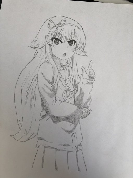 この二枚の模写が最後〜この二つはめっちゃいい感じにかけました! 未確認で進行形の2期とか来ないかな〜 (^ν^)#模写 #ブリーチ #グリムジョー #未確認で進行形 #このは 