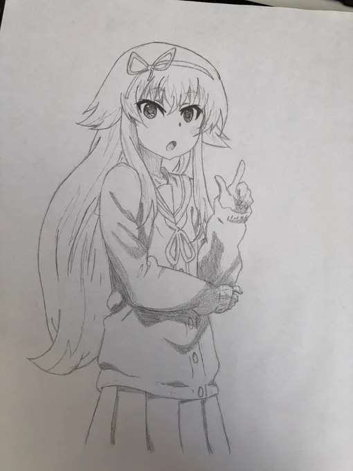この二枚の模写が最後〜この二つはめっちゃいい感じにかけました! 未確認で進行形の2期とか来ないかな〜 (^ν^)#模写 #ブリーチ #グリムジョー #未確認で進行形 #このは 