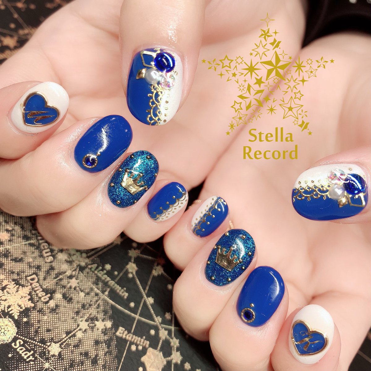 Nail Salon Stella Record در توییتر モチーフネイル カ 松 和田雅成さん キャラクターカラーの青と白で王子様風に というリクエストをいただきデザインさせていただきました