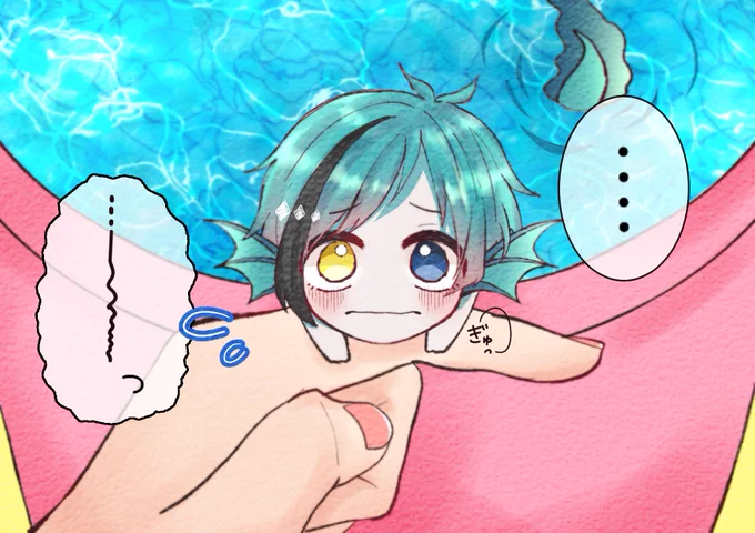 落ち込んでる小エビちゃんを応援してくれる稚魚?
#ツイステファンアート 