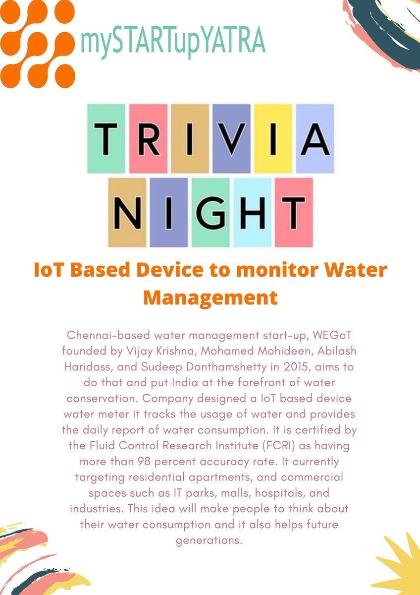 mystartupyatra's tweet photo. IoT Based Sensor Device makes easy to manage water
#mystartupyatra #trivianight #startup #startupindia #chennaistartup #WeGoT #watermanagement #savewater #smartmetering #IoTplatfrom #everydropcount #COVID19 #entrepreneur #enterprise #enterpreneurmindset #enterpreneurinspiring https://t.co/zLmEWNtImg