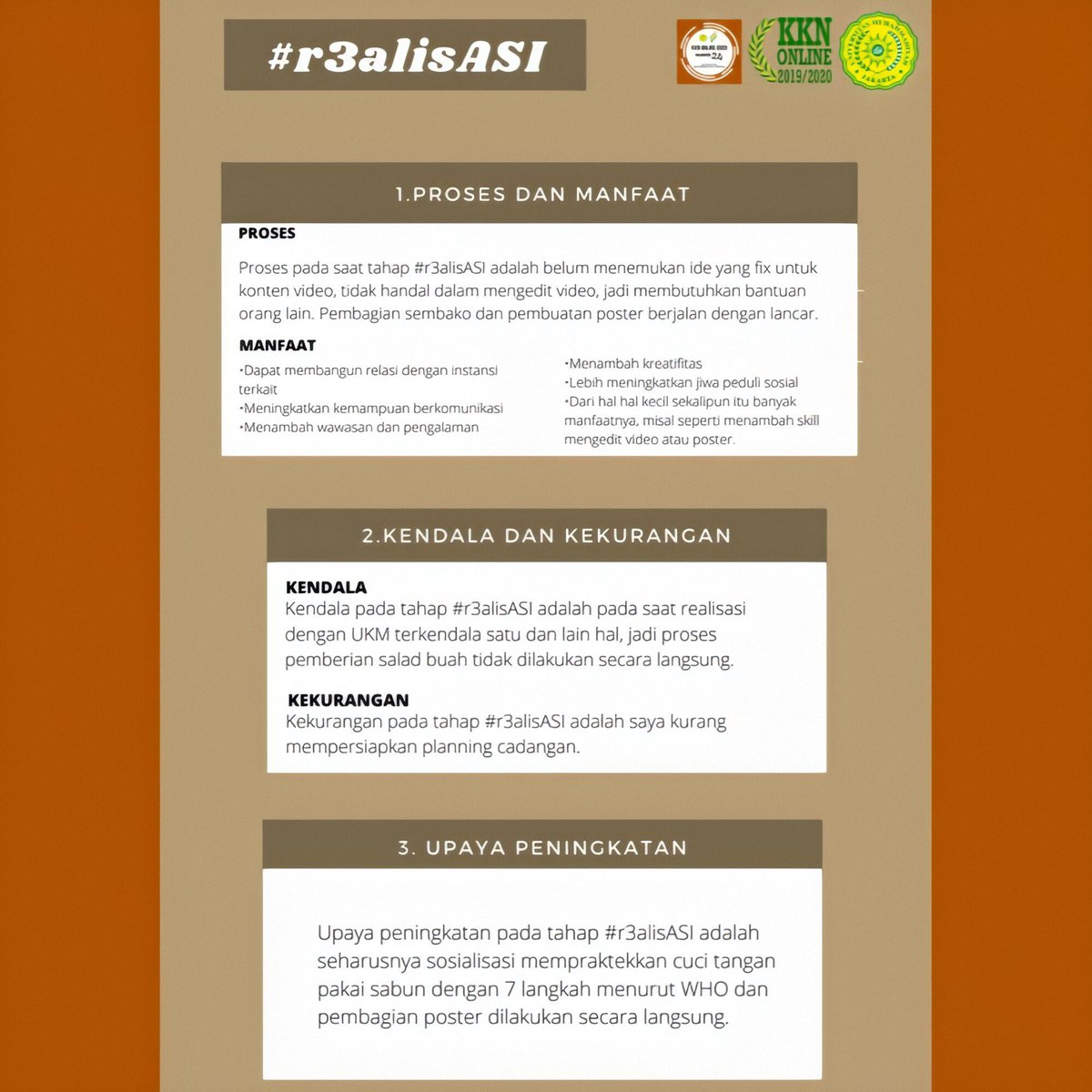 KUmj24's tweet photo. Tahap dari keempat dari 5-ASI merupakan #ev4luASI, Saya Fini Cahyani 2017710090 akan memaparkan hasil #ev4luASI dari setiap tahapan dan program kegiatan yang saya lakukan, berikut hasil evaluasi dari tahap #1deASI, #kolabo2ASI dan #r3alisASI : https://t.co/e7C3H2YyGA