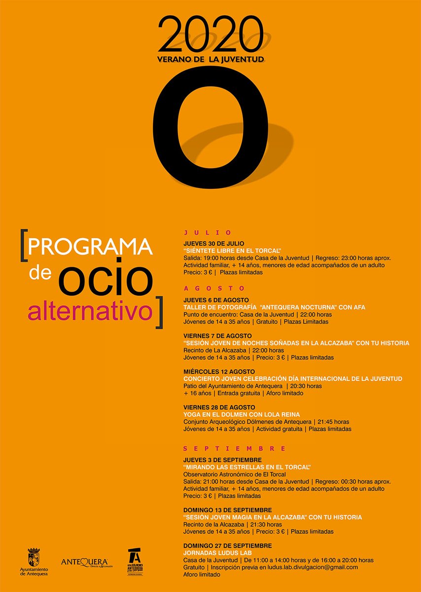 AytoAntequera's tweet photo. #AntequeraMásCercaDeTi
#ProgramaOcioAlternativo
#LuzDeLuna2020

🏙️ #Antequera te propone tardes/noches cargadas de cultura, música, historia, patrimonio, talleres, teatro, conciertos...

🔽 Descarga las programaciones en https://t.co/n5L9kvB2yb

#CulturaSegura
#AntequeraCultural https://t.co/hGorBF9TY4