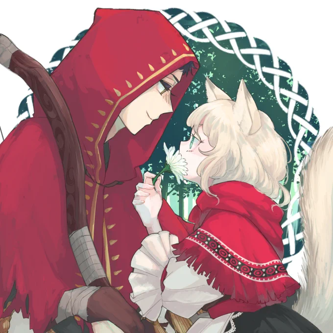 赤ずきんパロおにロリと二日酔い獅子吼さんだった #みなさん去年の今頃はどんな絵描いてましたか 