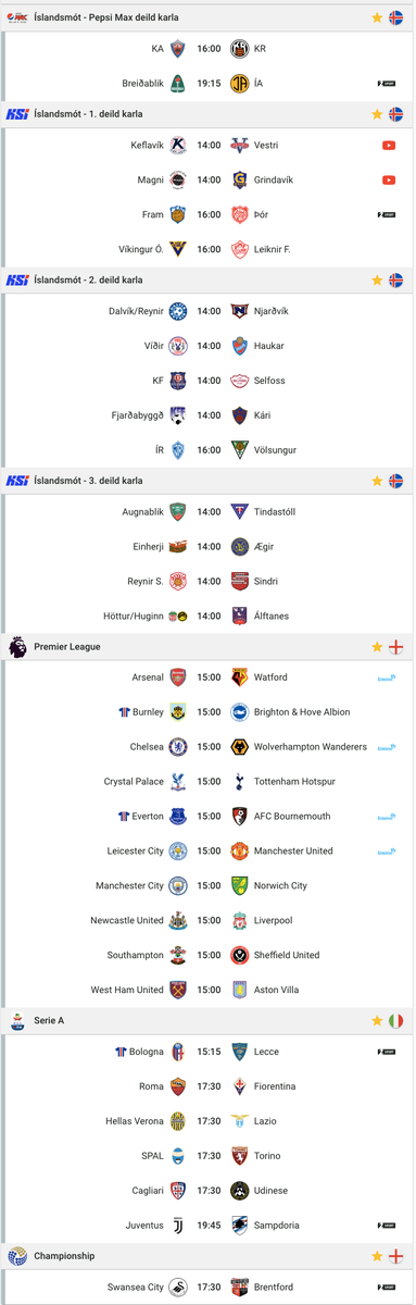 Sannkallaður Super Sunday í fótboltanum í dag! Fylgist með gangi mála hjá okkur á urslit.net
Live stöðutöflur koma að góðu gagni í dag... Fullt af leikjum í beinni. #fotbolti