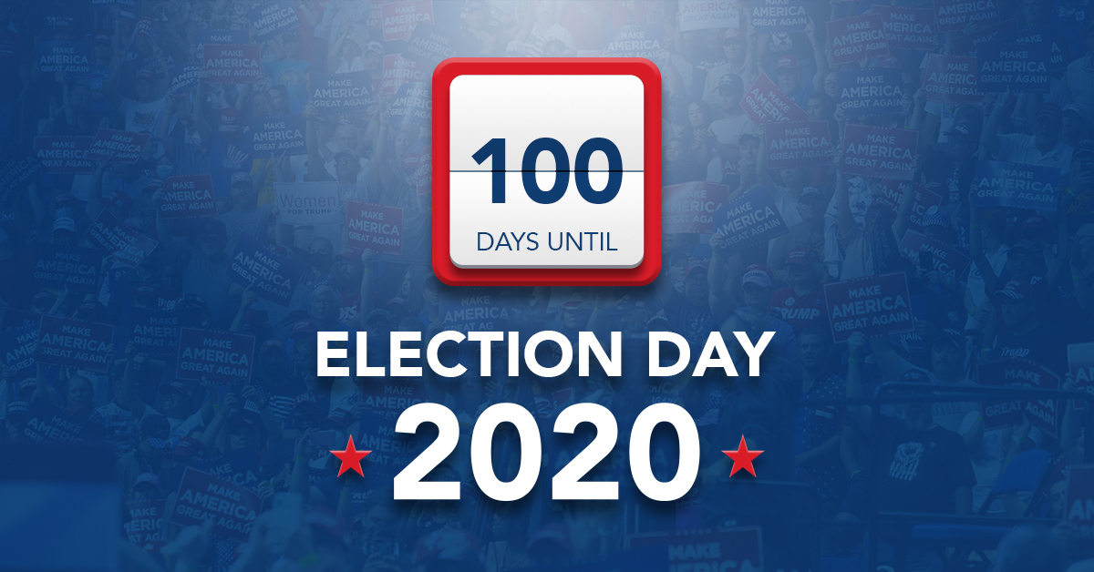 Republicans's tweet photo. We’re 1️⃣0️⃣0️⃣ days out from ELECTION DAY 2020!
 
RT if you SUPPORT @realDonaldTrump and the GOP! https://t.co/aMDjSw9PQI