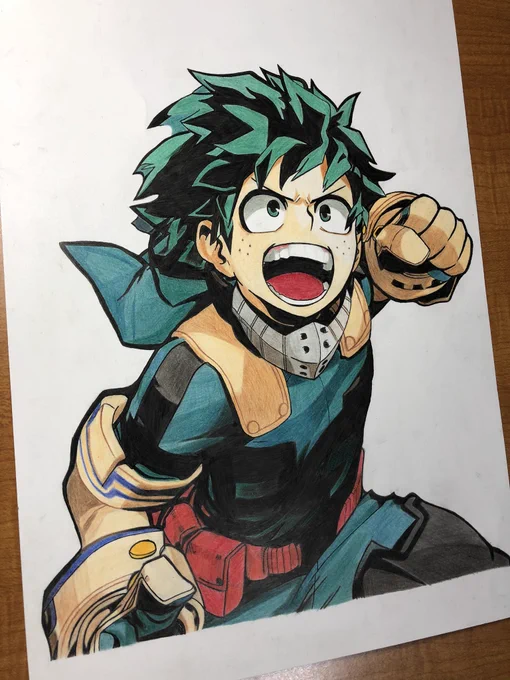 僕のヒーローアカデミアより緑谷出久描きました!
#緑谷出久 
#僕のヒーローアカデミア 
#模写 
#色鉛筆 