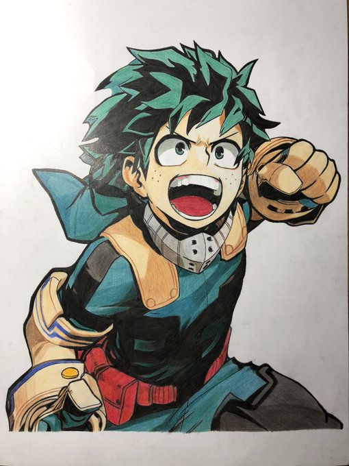 僕のヒーローアカデミアより緑谷出久描きました!
#緑谷出久 
#僕のヒーローアカデミア 
#模写 
#色鉛筆 