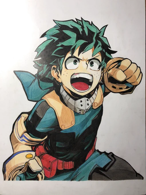 僕のヒーローアカデミアより緑谷出久描きました!
#緑谷出久 
#僕のヒーローアカデミア 
#模写 
#色鉛筆 