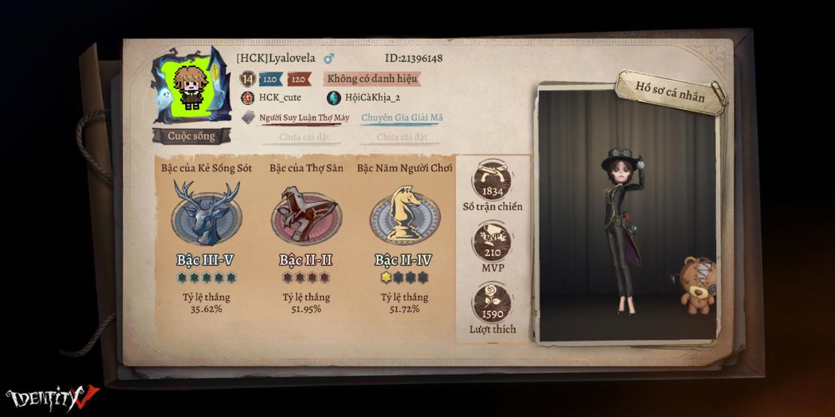 HienYixing's tweet photo. Tôi đang chơi Identity V. Bạn nghĩ đó là game ư? https://t.co/H57JCP3Qc0