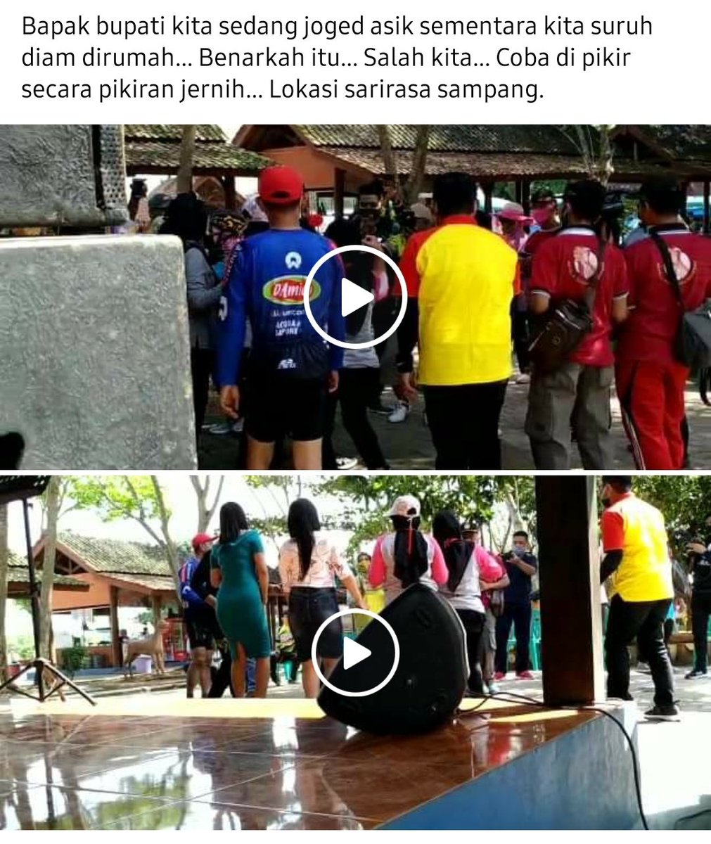 arifianiay's tweet photo. Pripun niki pak @ganjarpranowo , bupati kabupaten sebelah lagi sibuk ngomando operasi masker dimana-mana malah ini bupatine jogetan gak pake masker. Pantes protokol covid disini lemah sekaleee~~ https://t.co/MriRvtLwY1
