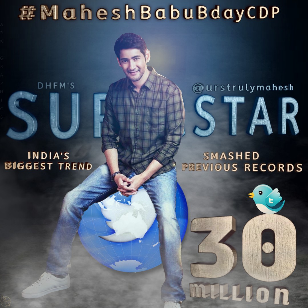 anasuriravikir1's tweet photo. India's biggest trend ever 
30 Million Tweets under Superstar @urstrulyMahesh foot 💥💥😎😎😎
Idhi ra mass ante 😎😎😎
#MaheshBabuBdayCDP #SarkaruVaariPata @urstrulyMahesh #ArkGraphics https://t.co/zN0Sl5X1FX
