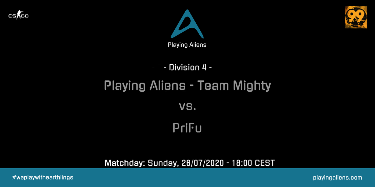 AliensPlaying's tweet photo. 🔥7. Spieltag für Team Mighty in der 99Damage Liga🔥
Letzter Spieltag vor den Relegationsspielen!
Lineup:
👽 @volanchck
👽 @TypischBaer
👽 @the_dpk_
👽 @Chunky58134664
👽 @Campinteddy
🎙️Caster: @DJ_rEAver (https://t.co/IG8bAjCbbV)
#weplaywithearthlings 👨🚀
#PriFu @99DAMAGEde https://t.co/cLTXs7PBk1
