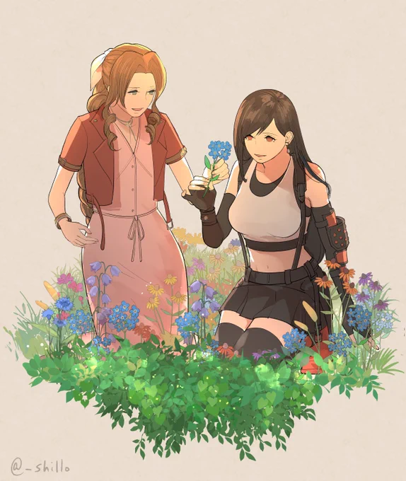 #FF7R  #エアティ エアリスは花の名をティファは星の名をお互いに教えあっていたらいいな 