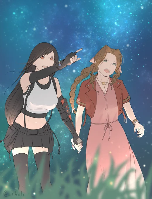 #FF7R  #エアティ エアリスは花の名をティファは星の名をお互いに教えあっていたらいいな 