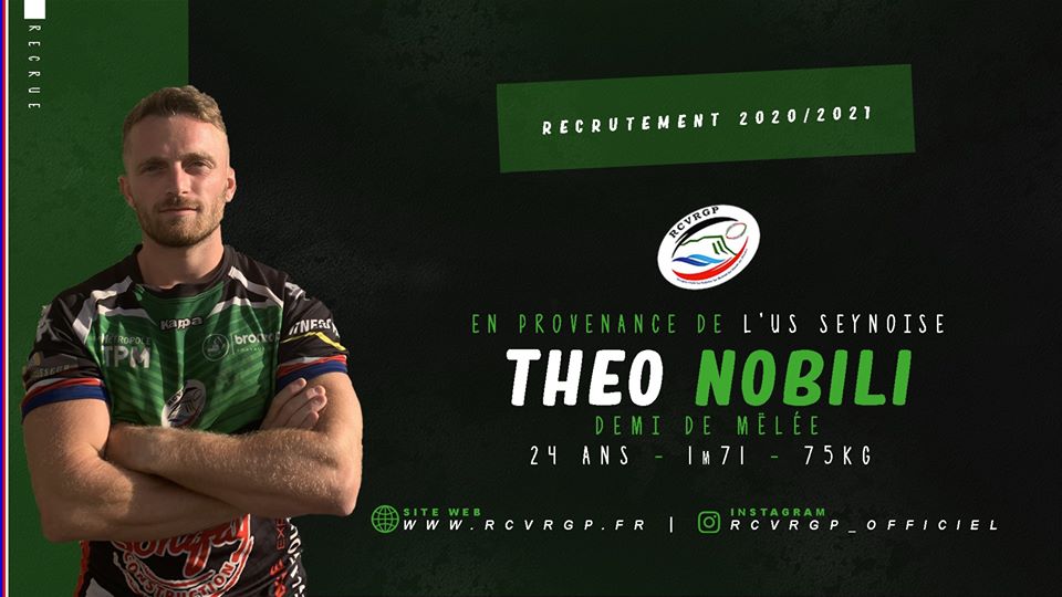 RCVRGP1's tweet photo. [RECRUE #9]

Nous sommes fiers de vous annoncer le recrutement de Théo NOBILI en provenance de l'US SEYNOISE.

#ENSEMBLESINONRIEN #RCVRGP https://t.co/wP8EJ5h4s0