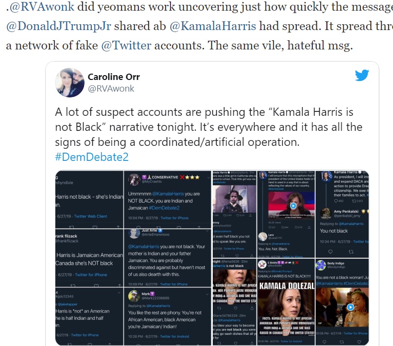 Let's bring in new characters adjacent to Talib Kweli's web of propaganda who are ardent Kamala supporters Caroline Orr, National Observer ReporterBuffy Wicks ( Democratic CA State Assemblywoman)Peter Ambler (spouse of Buffy Wicks) https://twitter.com/AdosGrievances/status/1145372108840681473?s=20