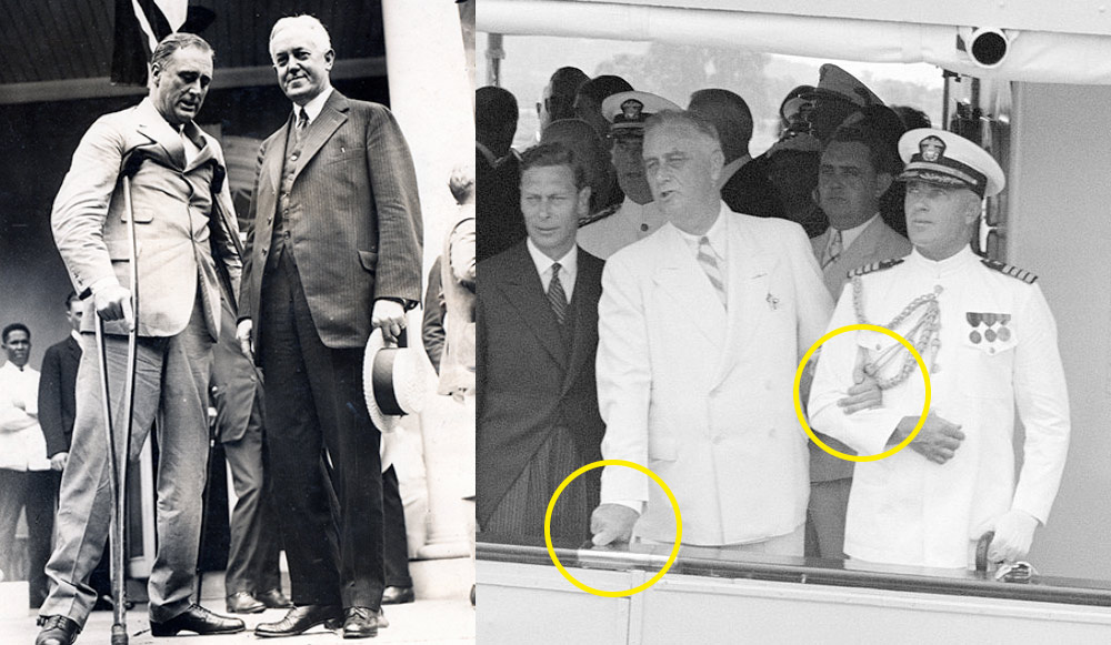 Roosevelt occasionally wore secret braces under his pants. When it was deemed important for the president to be seen standing, someone would quietly support him from behind.During his 7 minute Pearl Harbor speech to Congress he fiercely gripped the podium with one hand.