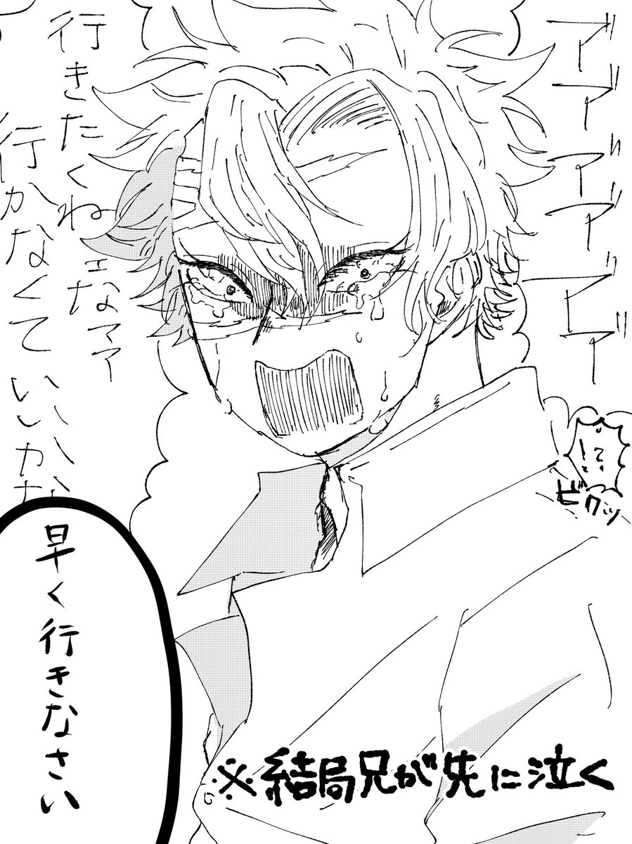 兄ちゃんに行って欲しくない日のショタげゃらくがき 最終的に兄の方が慰めらる
※さねげん 